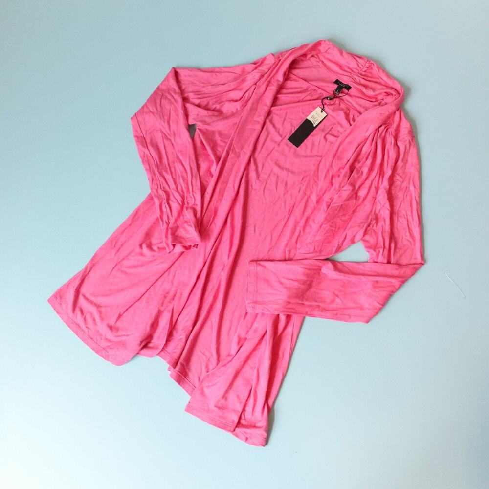 NWT Talbots Hot Pink Open Front Cardigan Shrug Blouse Size Large Lightweight